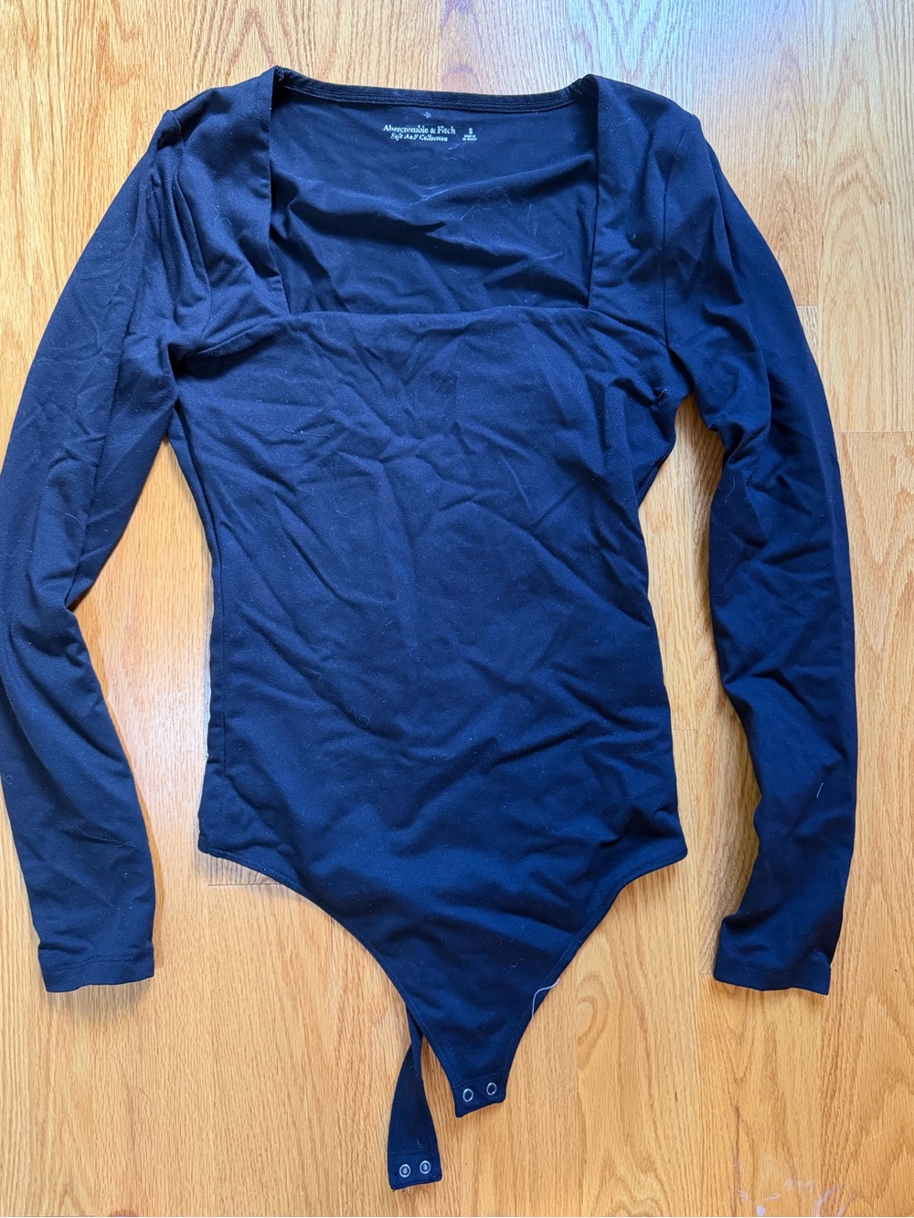 Abercrombie & Fitch Black Long-Sleeve Square-Neck Bodysuit
